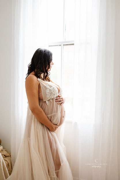 Ivory Wisteria Gown - maternity photoshoot dress