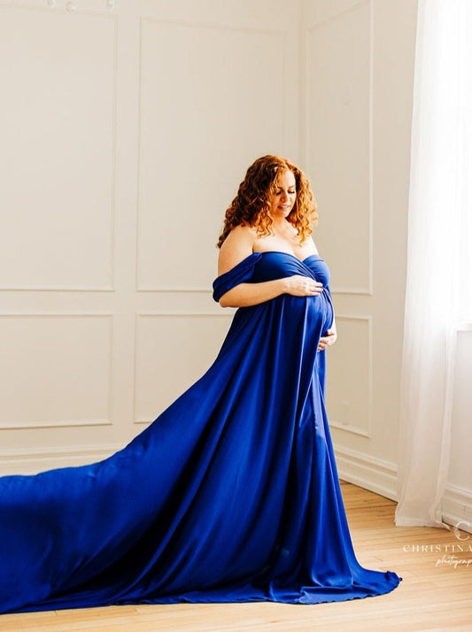 Royal Blue Adeline Gown - maternity photoshoot dress