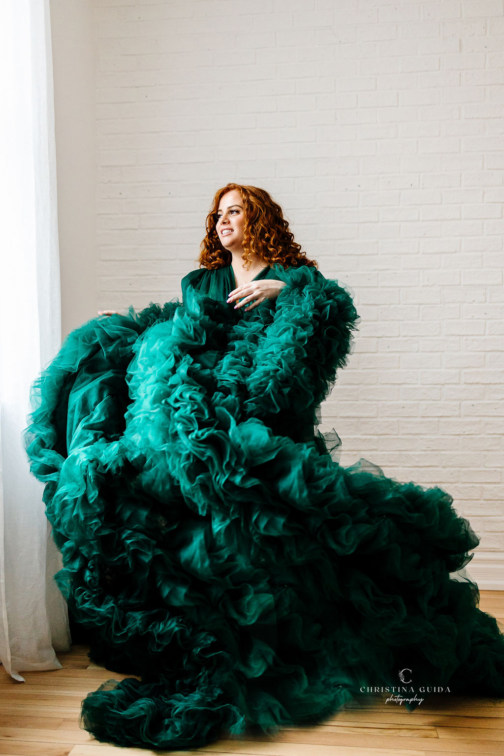 Emerald Green Barbara Gown - maternity photoshoot dress