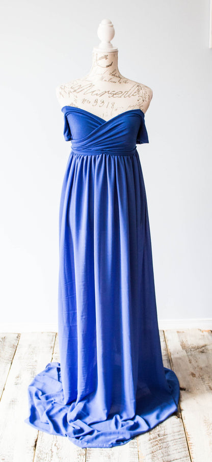 Royal Blue Two Piece Bodysuit and Flowy Skirt - 