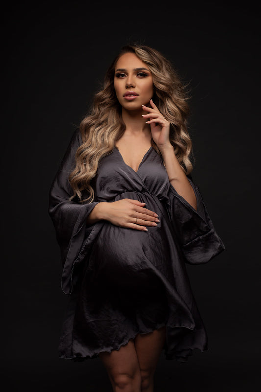 Anthracite Lilibet Dress - maternity photoshoot dress