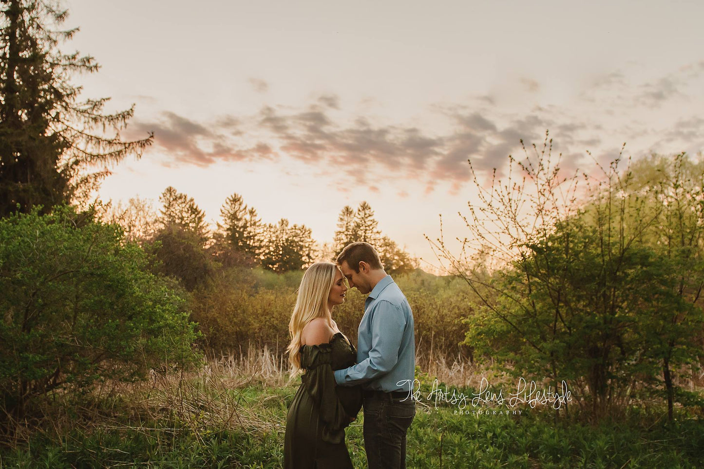 Hunter Green Convertible Gown - maternity photoshoot dress