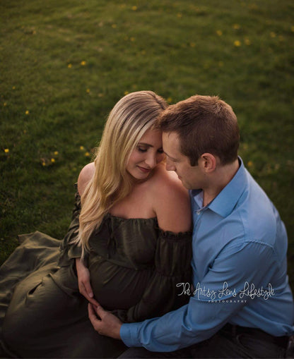 Hunter Green Convertible Gown - maternity photoshoot dress