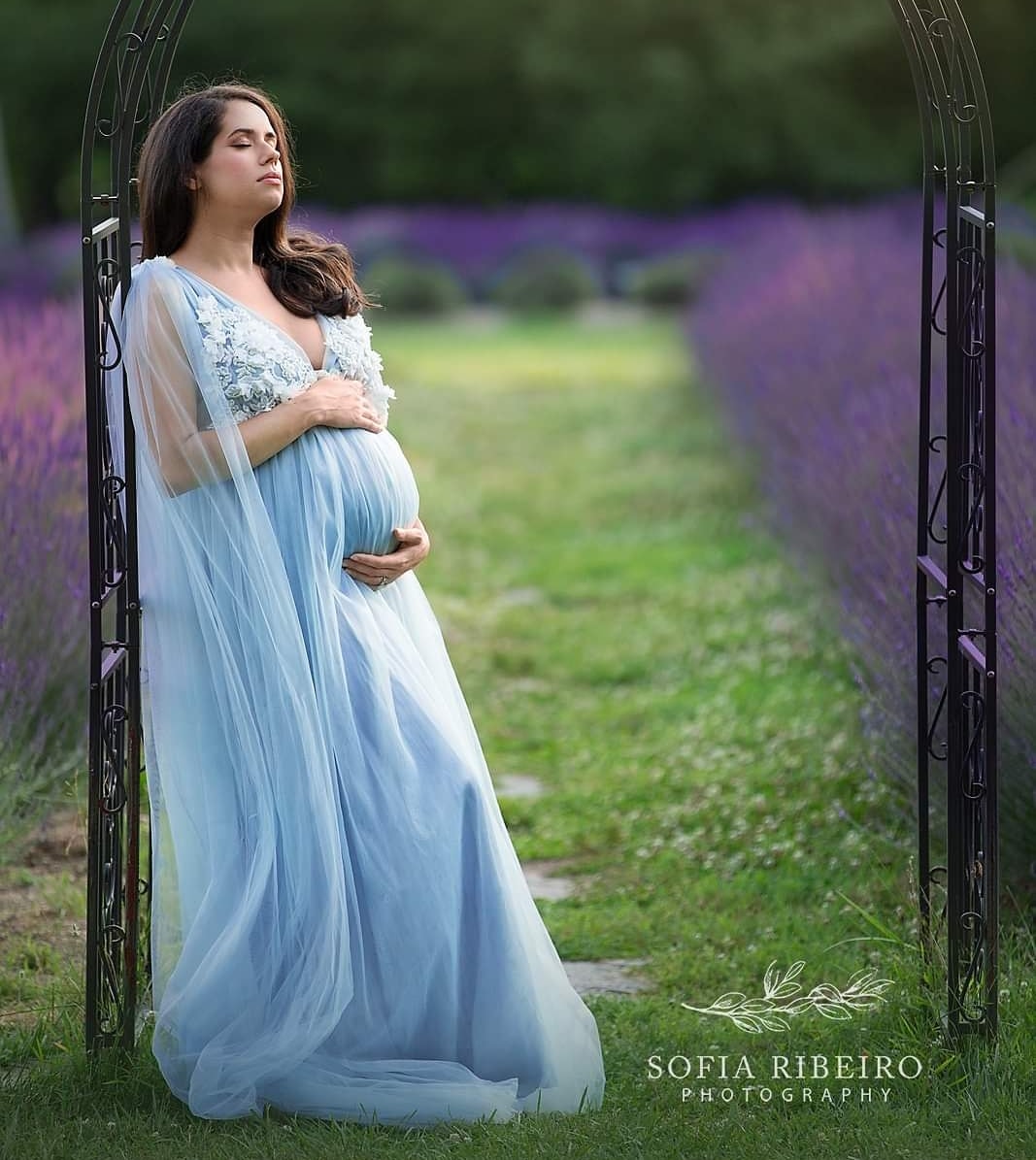 Baby Blue Beth Gown - maternity photoshoot dress