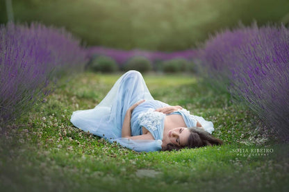 Baby Blue Beth Gown - maternity photoshoot dress