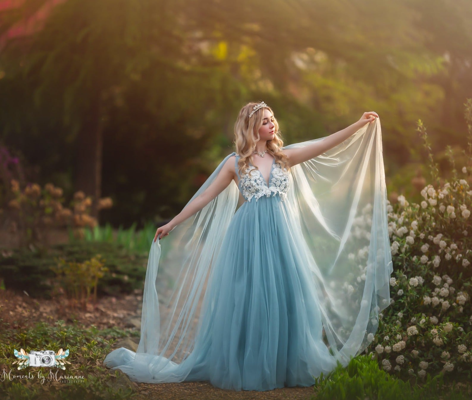 Baby Blue Beth Gown - maternity photoshoot dress