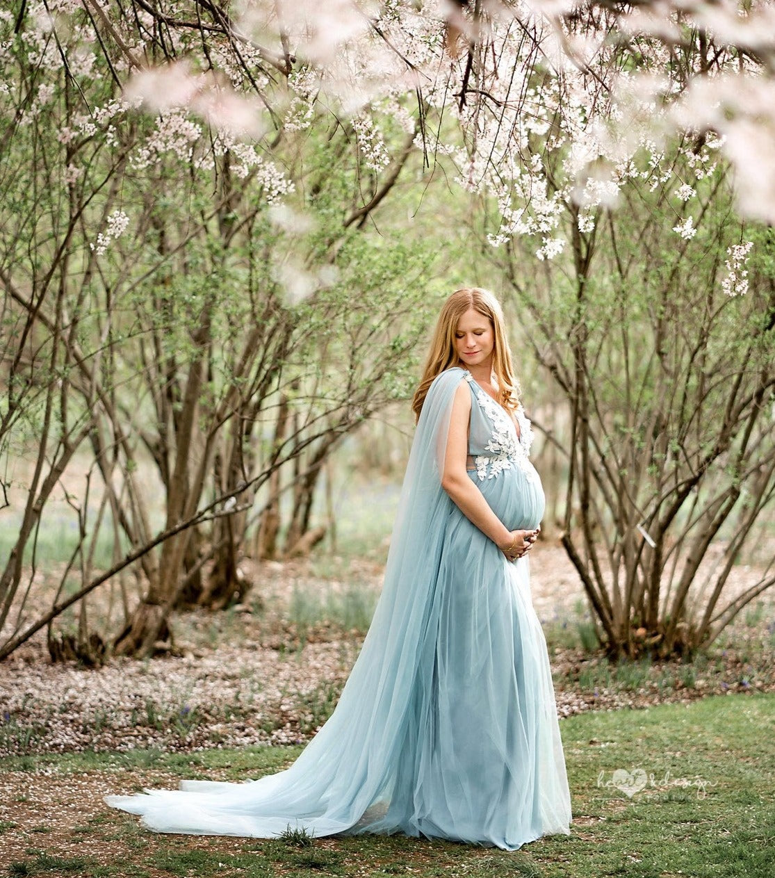 Baby Blue Beth Gown - maternity photoshoot dress