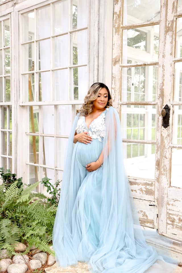 Baby Blue Beth Gown - maternity photoshoot dress