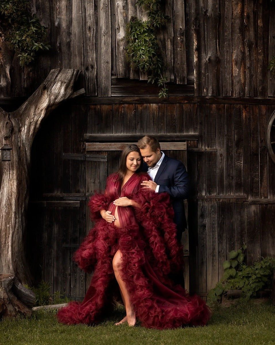 Burgundy Barbara Gown - maternity photoshoot dress