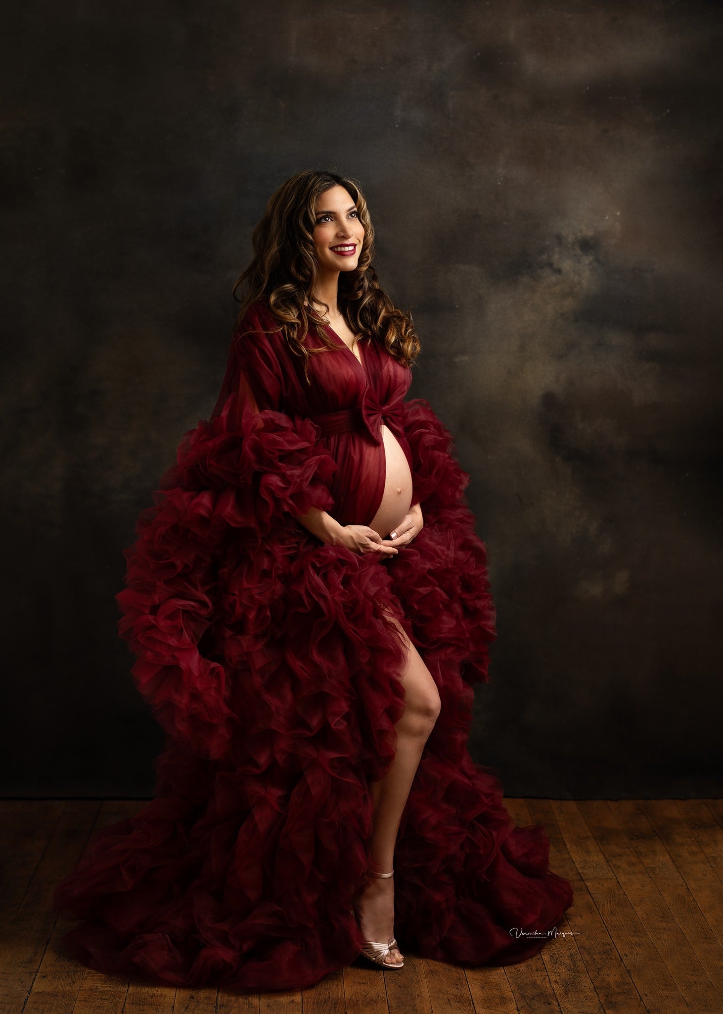 Burgundy Barbara Gown - maternity photoshoot dress
