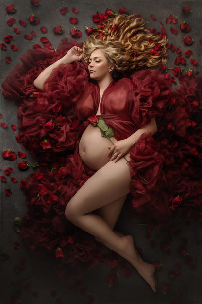 Burgundy Barbara Gown - maternity photoshoot dress