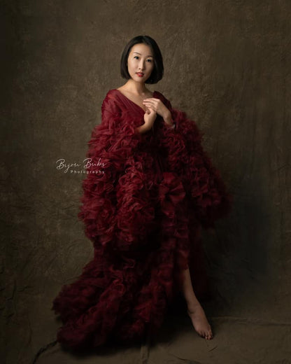 Burgundy Barbara Gown - maternity photoshoot dress