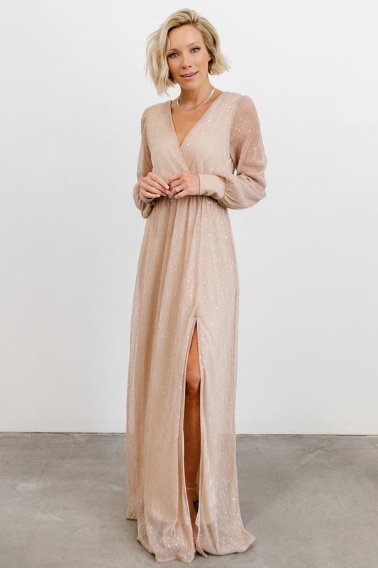 Champagne Sparkle Dress - Large - maternity photoshoot dress