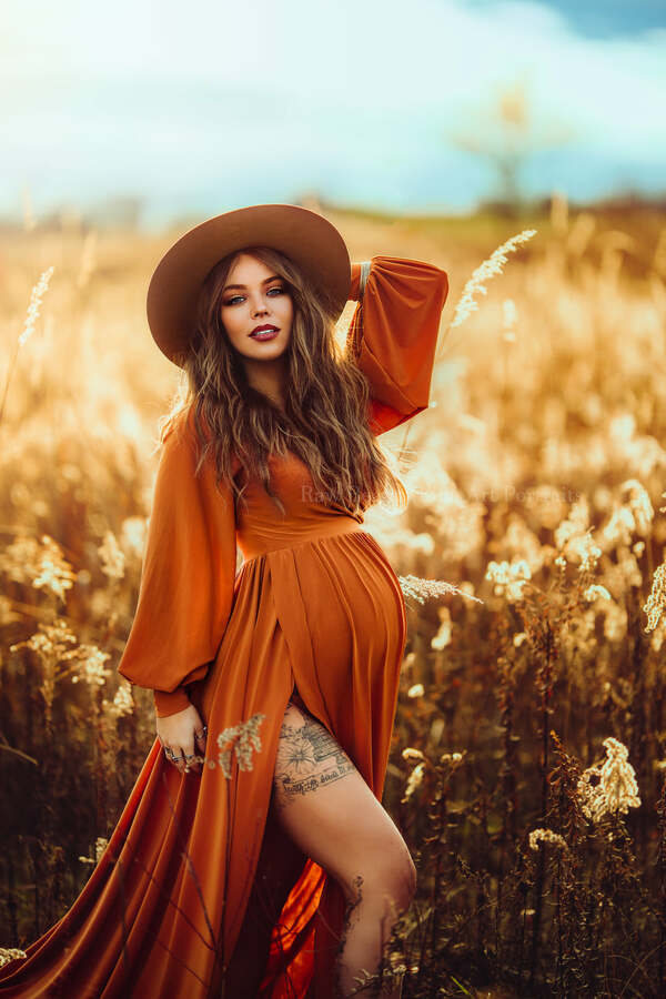 Rust Flowy Clara Gown - maternity photoshoot dress