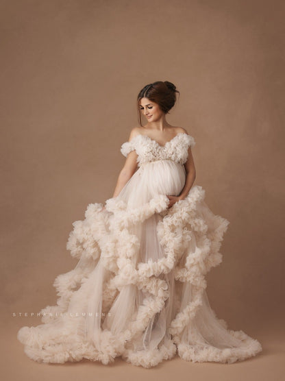 Cream Dreamy Gown - maternity photoshoot dress