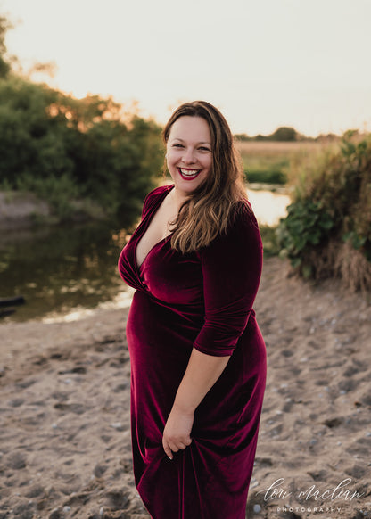 Mulberry Red Velvet Maxi Dress - XL