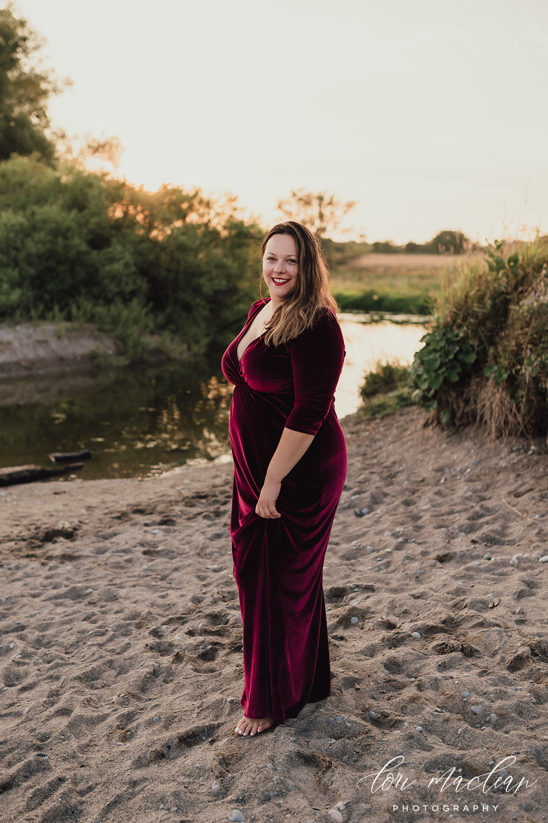 Mulberry Red Velvet Maxi Dress - XL - maternity photoshoot dress