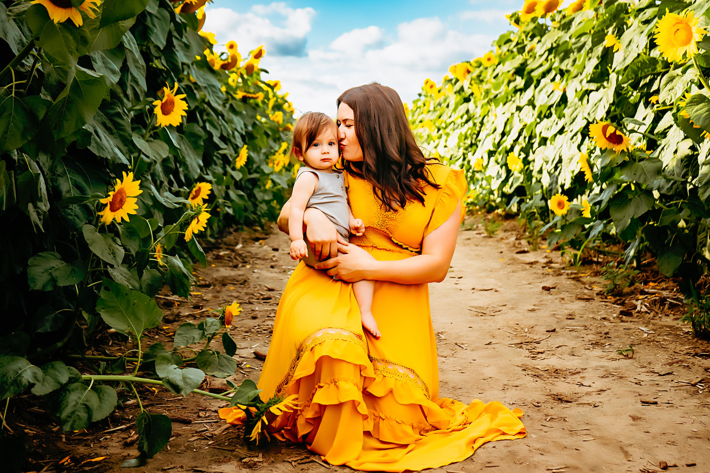 Mustard Ruffle Maxi Dress - XL - 