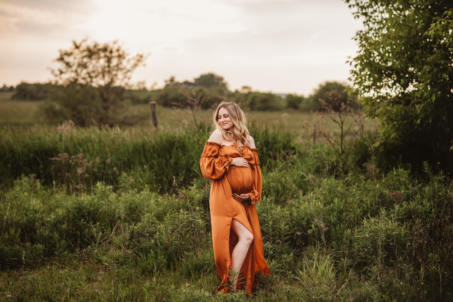 Rust Convertible Gown - maternity photoshoot dress