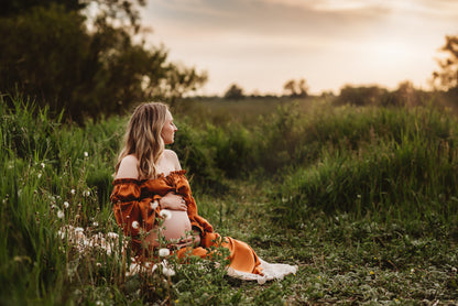 Rust Convertible Gown - maternity photoshoot dress