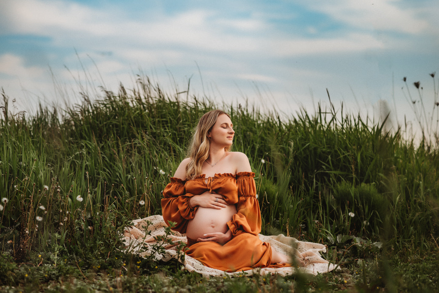 Rust Convertible Gown - maternity photoshoot dress