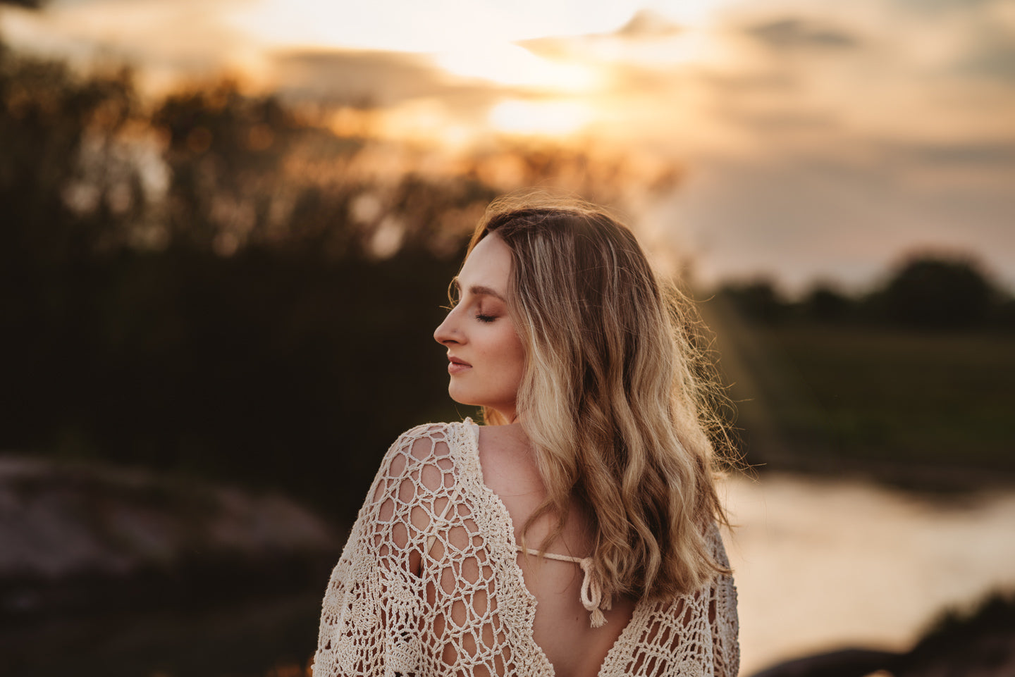 Crochet Velvet Boho Golden Gown - 