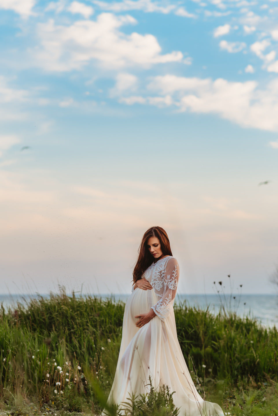 Elegant Lace Gown - maternity photoshoot dress