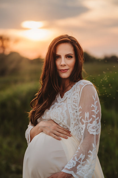 Elegant Lace Gown - maternity photoshoot dress