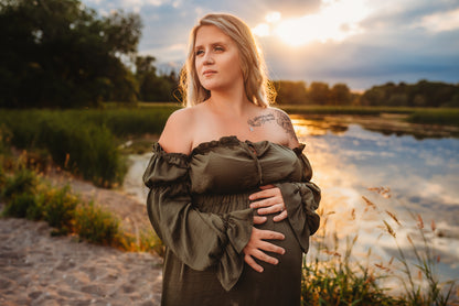 Hunter Green Convertible Gown - maternity photoshoot dress