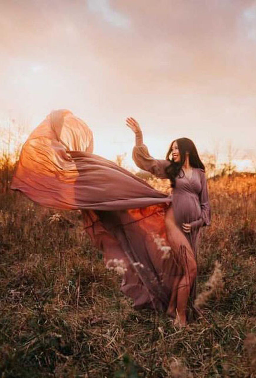 Dark Mauve Clara Gown - maternity photoshoot dress
