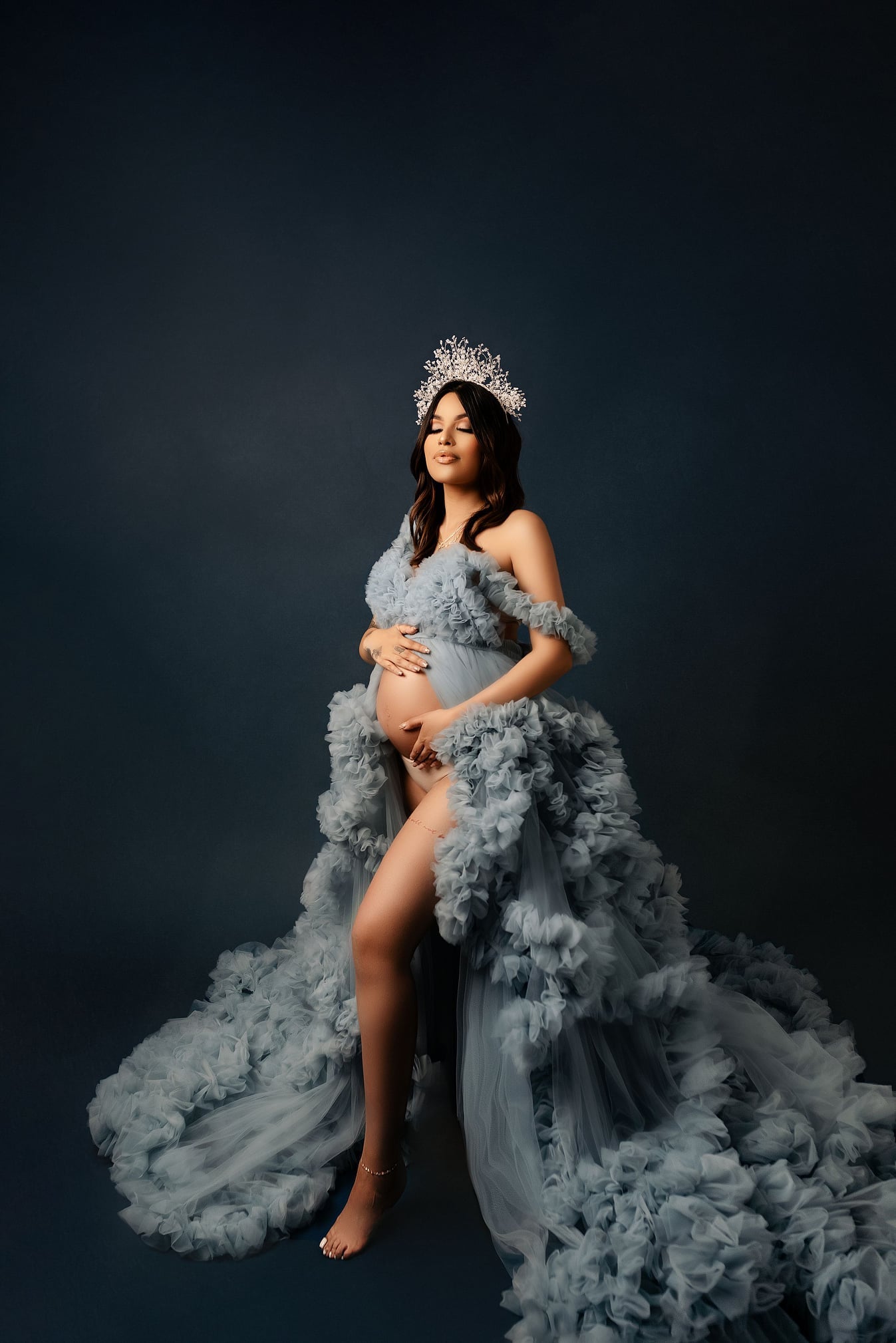 Baby Blue Dreamy Dress - maternity photoshoot dress