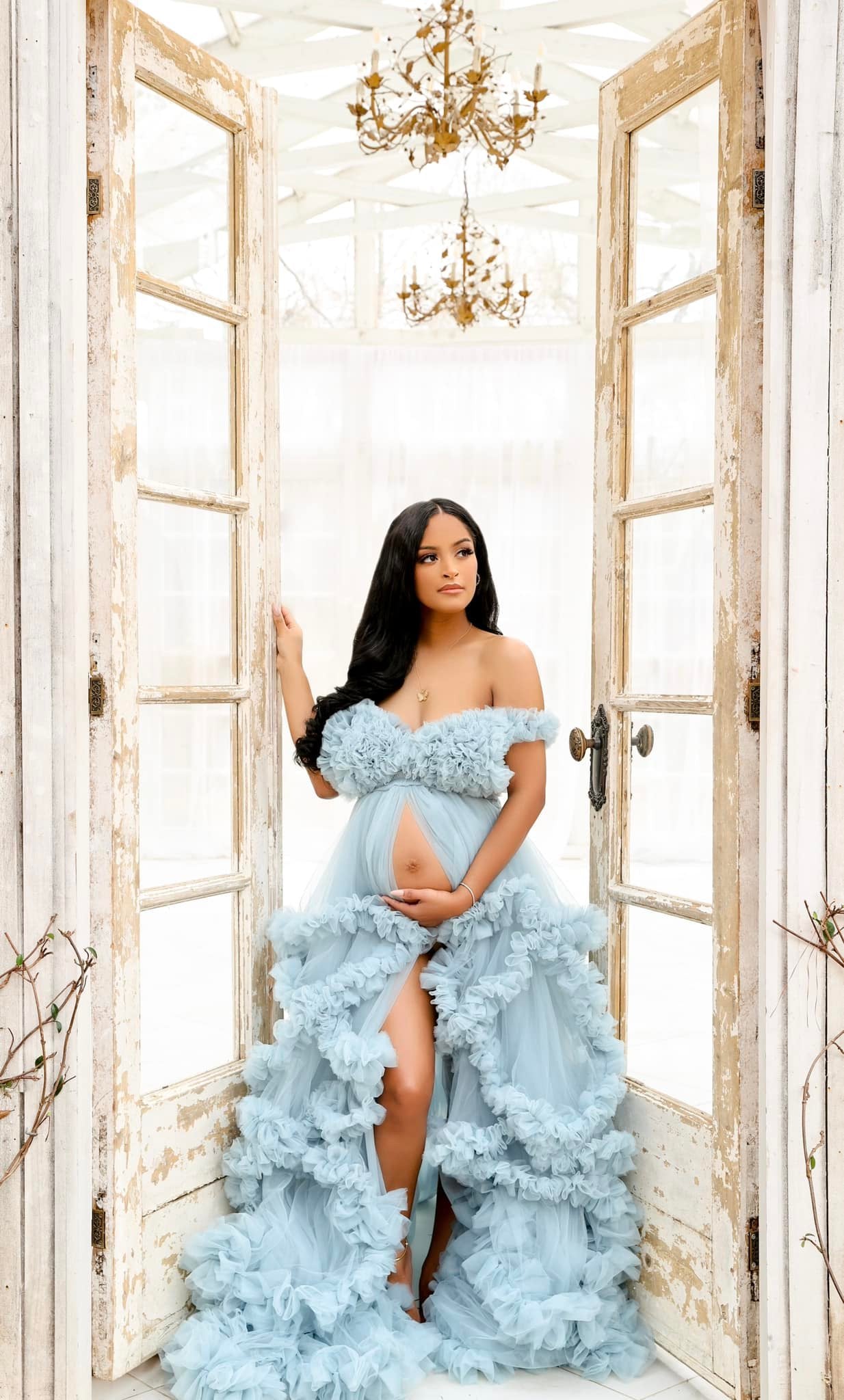 Baby Blue Dreamy Dress - maternity photoshoot dress