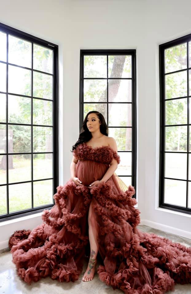 Rust Brown Dreamy Gown - maternity photoshoot dress