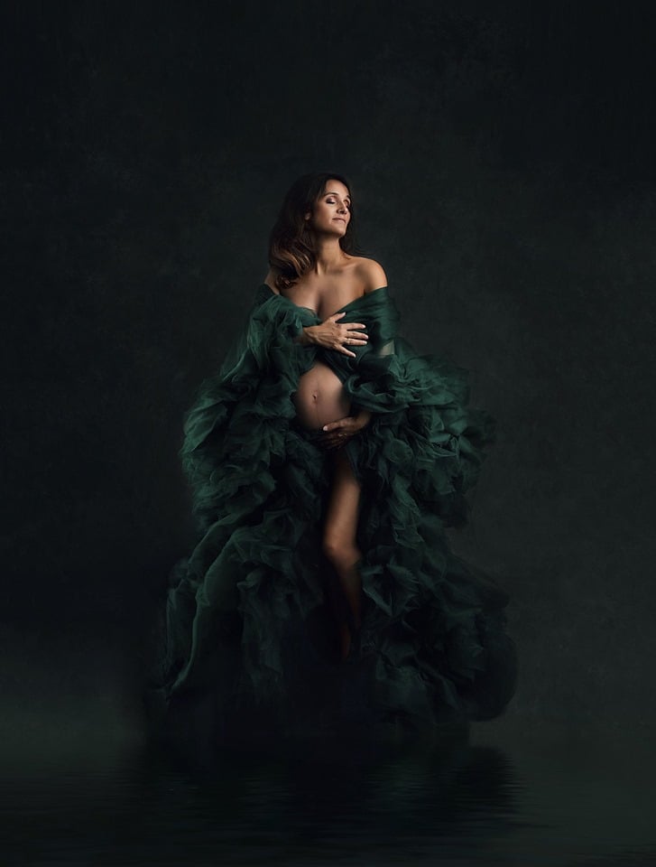 Emerald Green Barbara Gown - maternity photoshoot dress