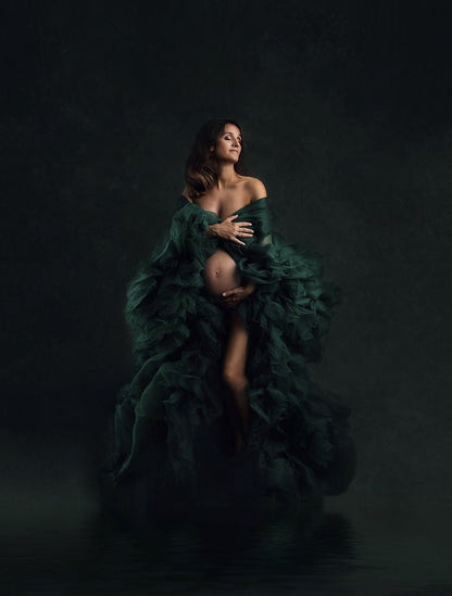 Emerald Green Barbara Gown - maternity photoshoot dress