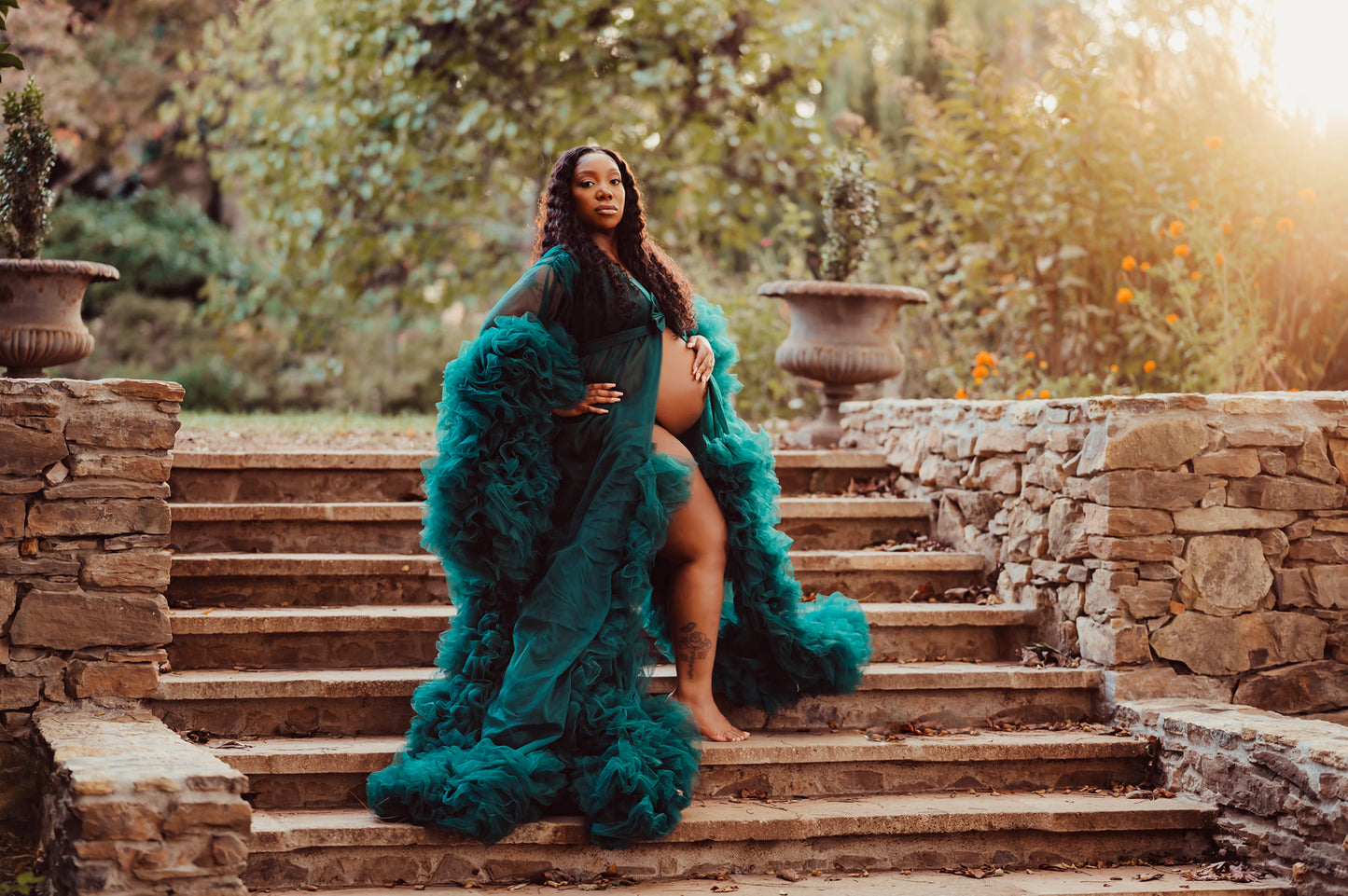 Emerald Green Barbara Gown - maternity photoshoot dress