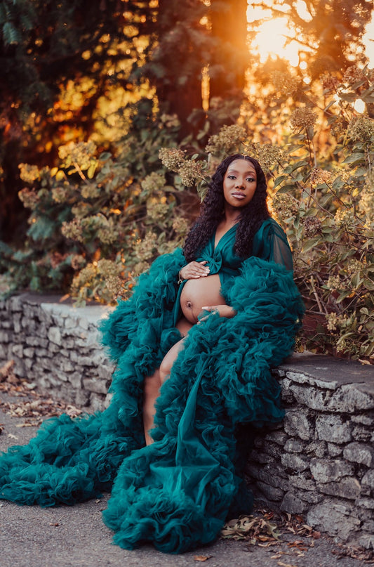 Emerald Green Barbara Gown - maternity photoshoot dress