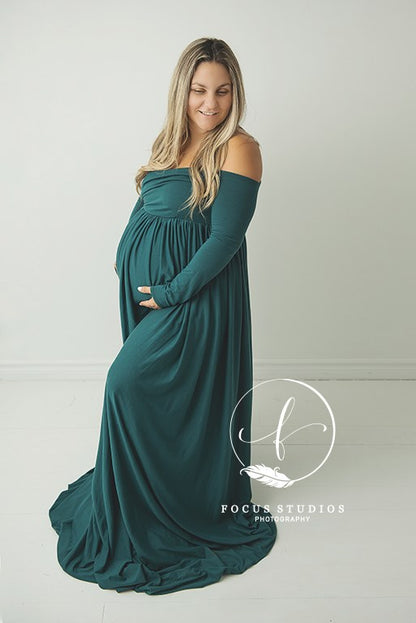 Forest Green Flowy Gown - 