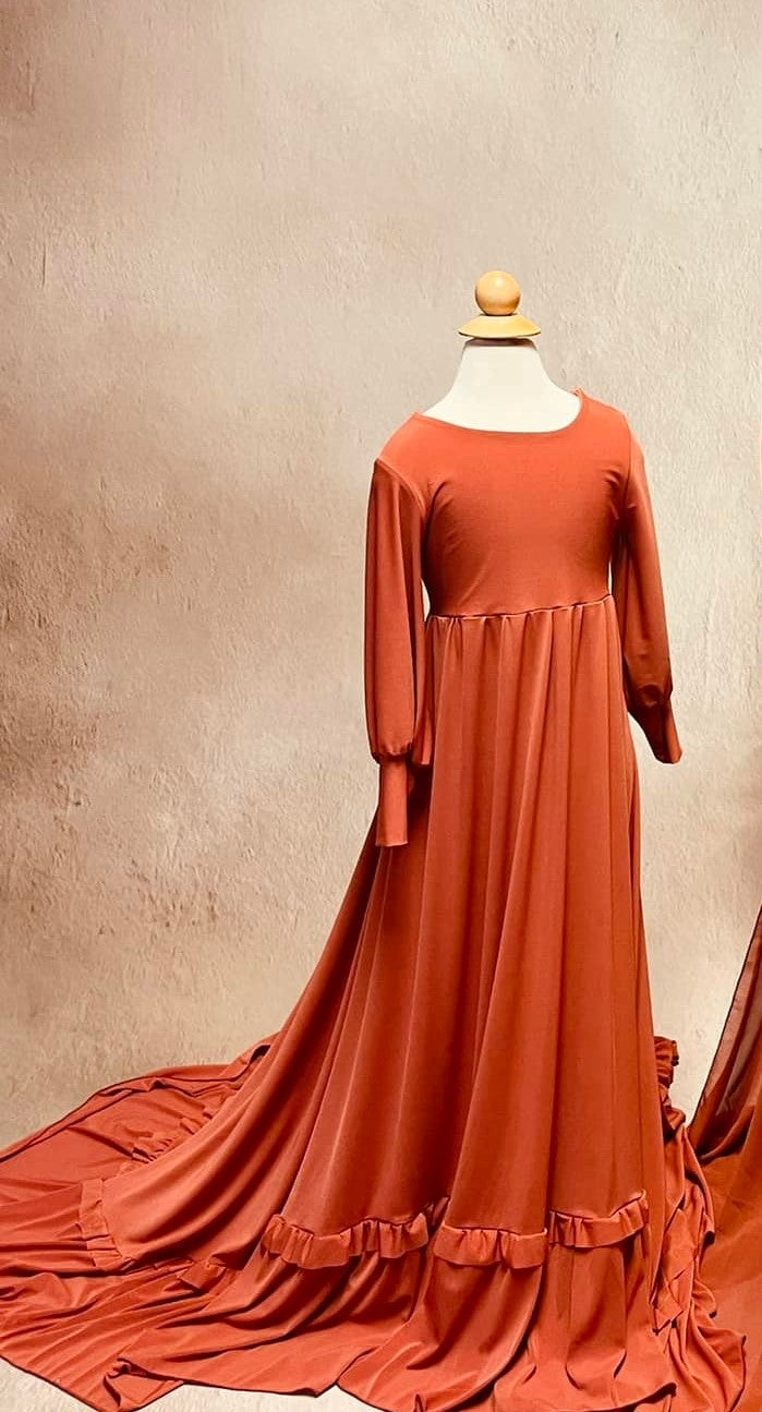 GIRLS - Rust Clara Gown - maternity photoshoot dress
