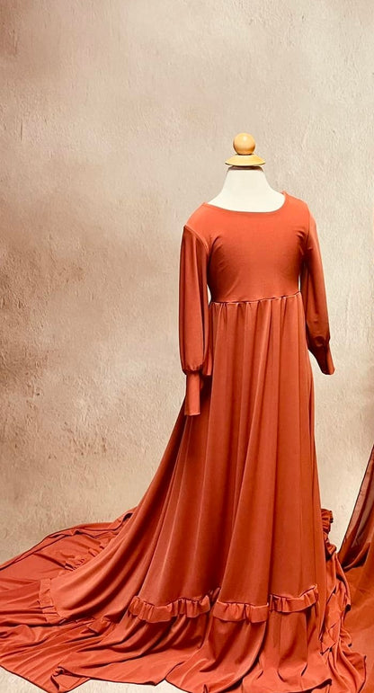 GIRLS - Rust Clara Gown - maternity photoshoot dress