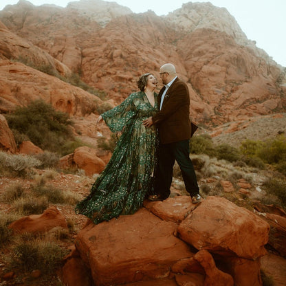 Green Goddess Gatsby Gown - maternity photoshoot dress