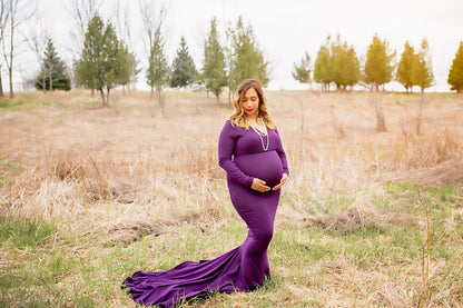 Plum Purple Fitted Gown - 