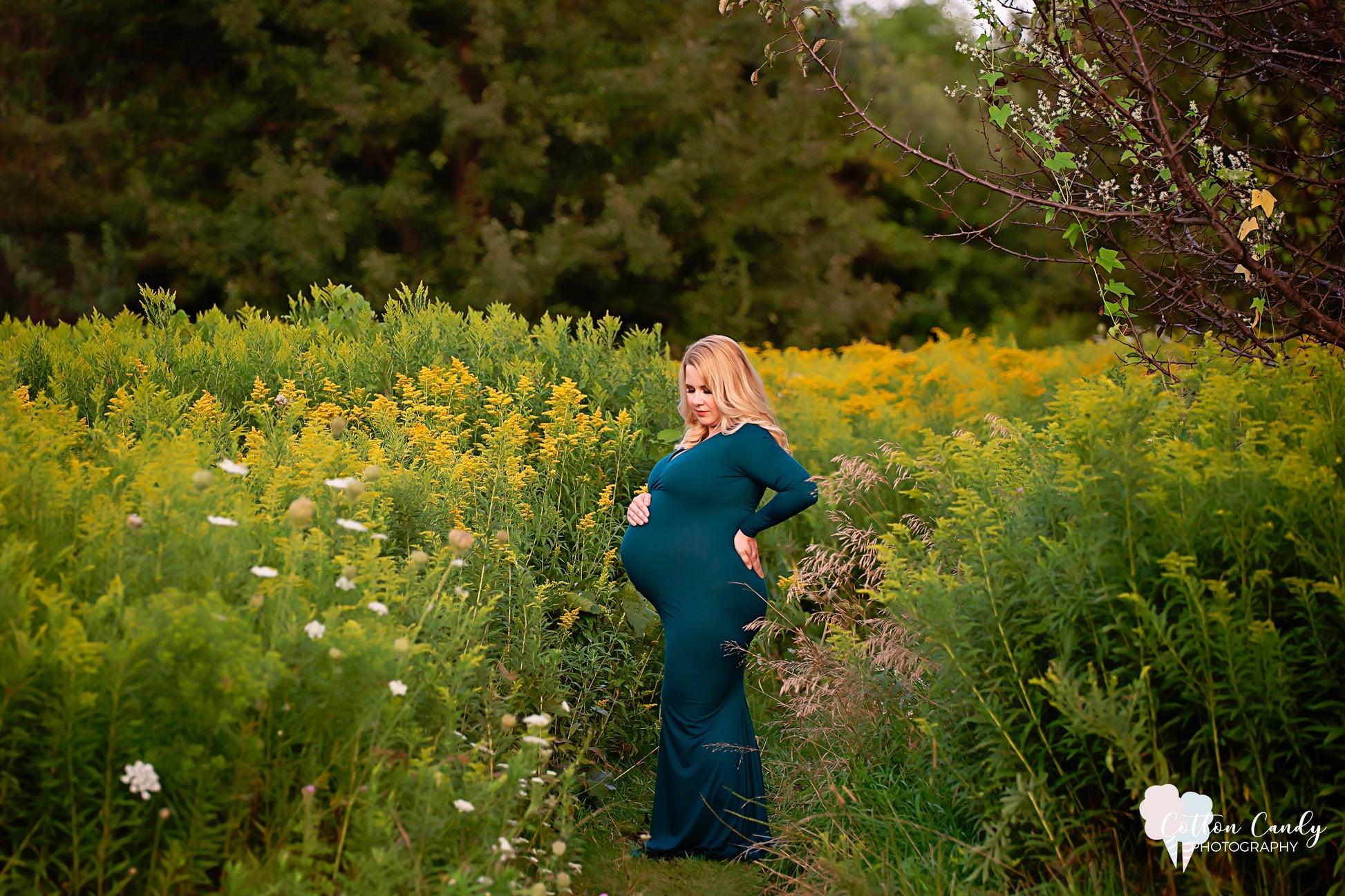Emerald Green Fitted Gown - maternity photoshoot dress