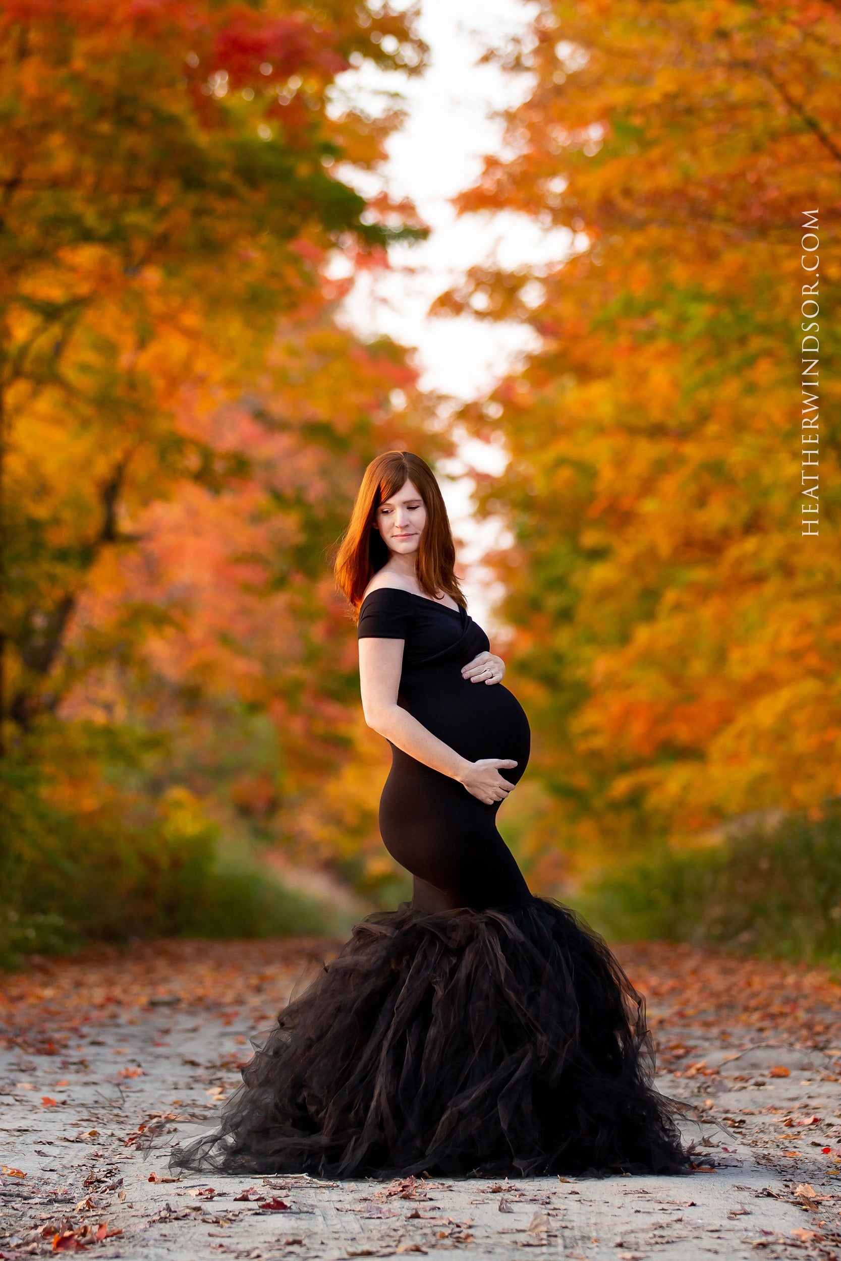 Black Fitted Tulle Mermaid Gown - maternity photoshoot dress