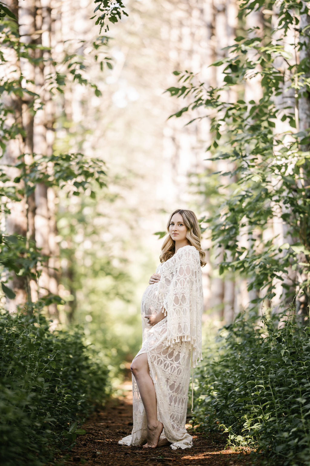 Scalloped Lace Boho Gown - maternity photoshoot dress