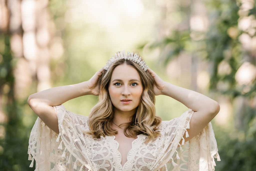 Scalloped Lace Boho Gown - maternity photoshoot dress