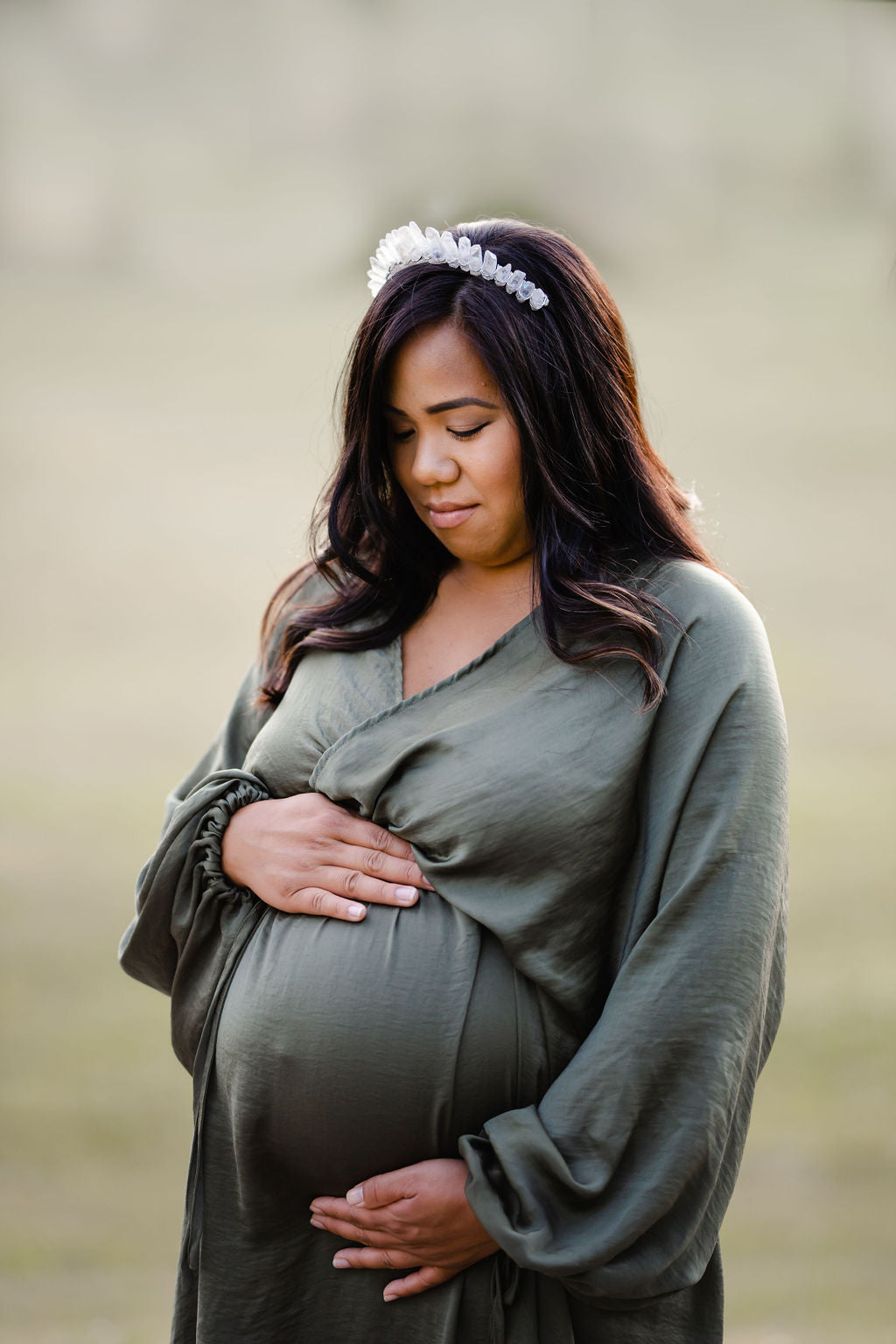 Hunter Green Convertible Gown - maternity photoshoot dress