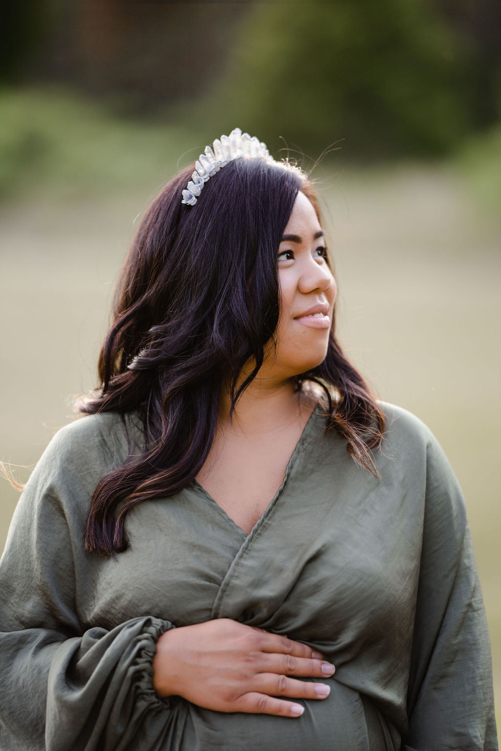 Hunter Green Convertible Gown - maternity photoshoot dress