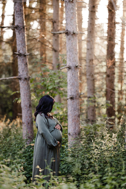 Hunter Green Convertible Gown - maternity photoshoot dress