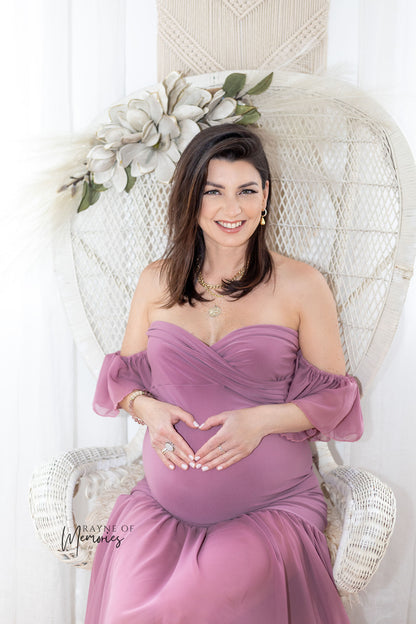 Mauve Pink Diantha Gown - maternity photoshoot dress